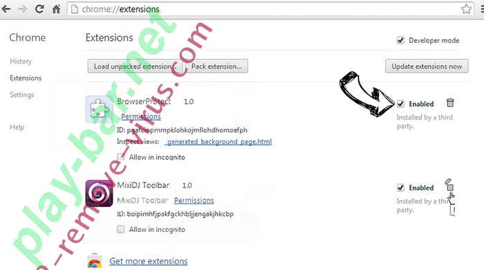 play-bar.net Chrome extensions disable