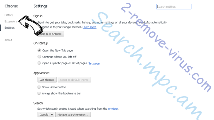 Yoursearchcentral.com Chrome settings