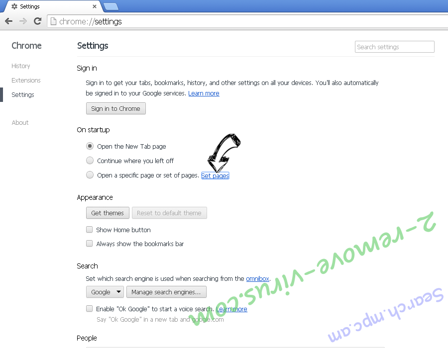 Mysearchpage.com Chrome settings