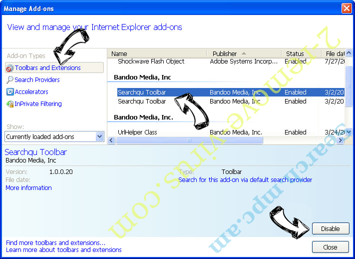 Search.mpc.am IE toolbars and extensions