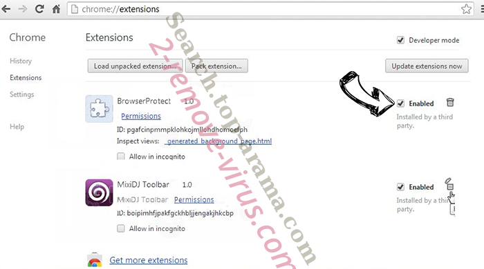 Search.top-arama.com Chrome extensions disable