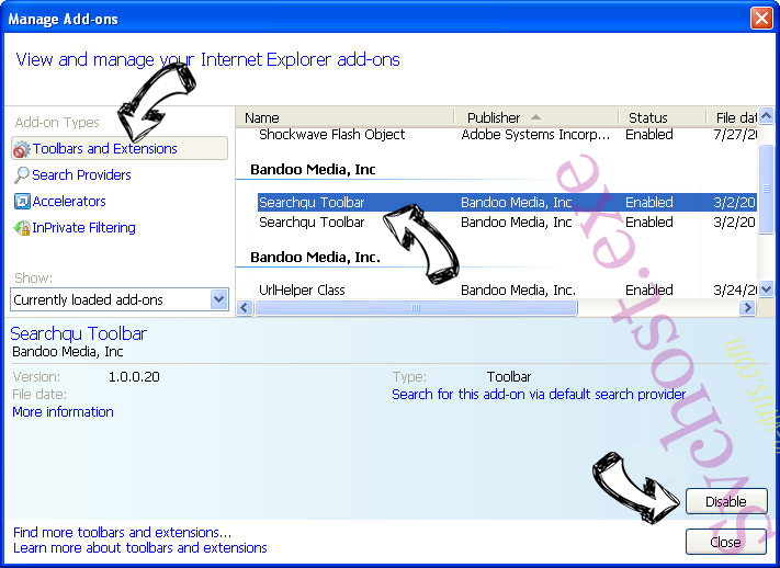 Search.tp-cmf.com IE toolbars and extensions