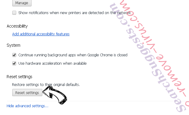 Searchpause.com Chrome advanced menu