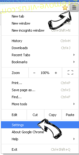 Searchpause.com Chrome menu