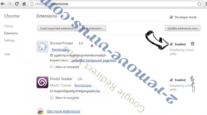 Google Redirect Virus Chrome extensions disable