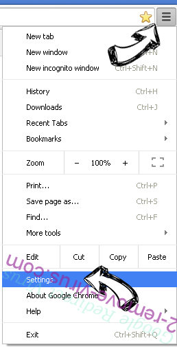 Search.parazipper.com Chrome menu