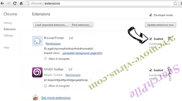 Search Manager virus Chrome extensions disable