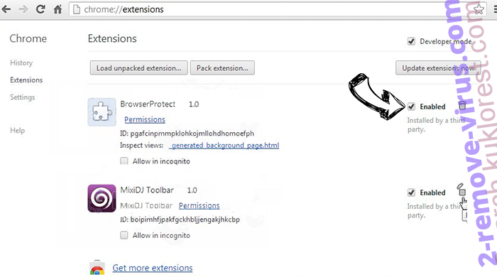Search.kuklorest.com Chrome extensions disable