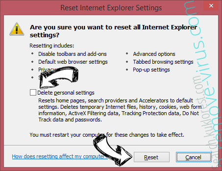 eFast Browser Ads IE reset