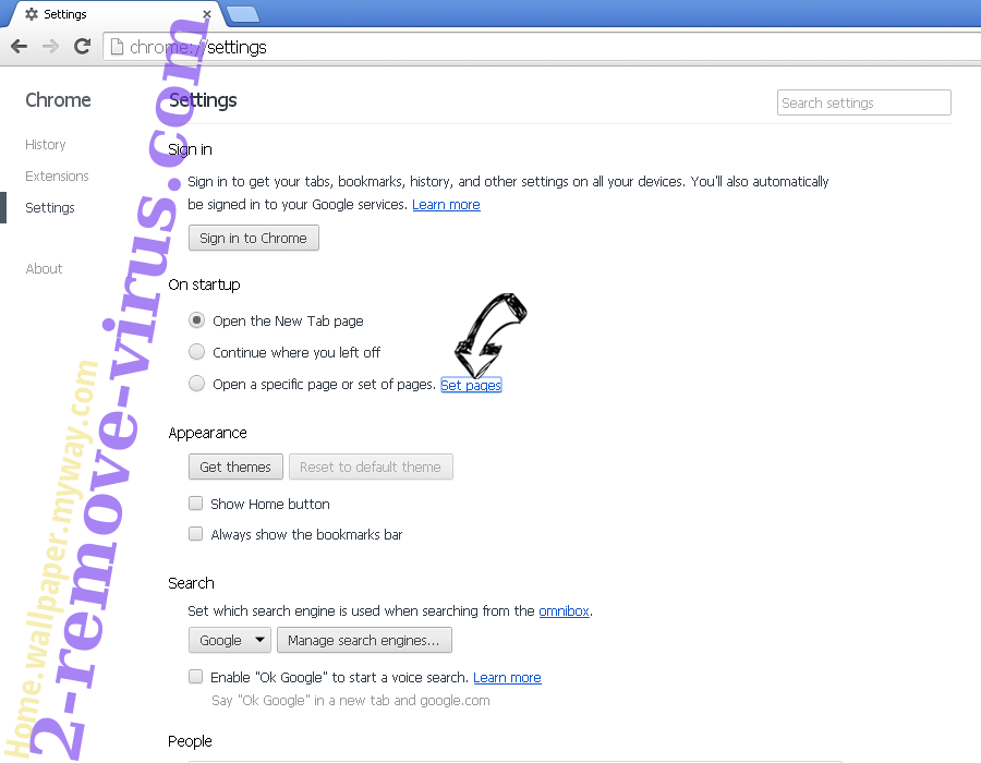 Genieo Search Chrome settings