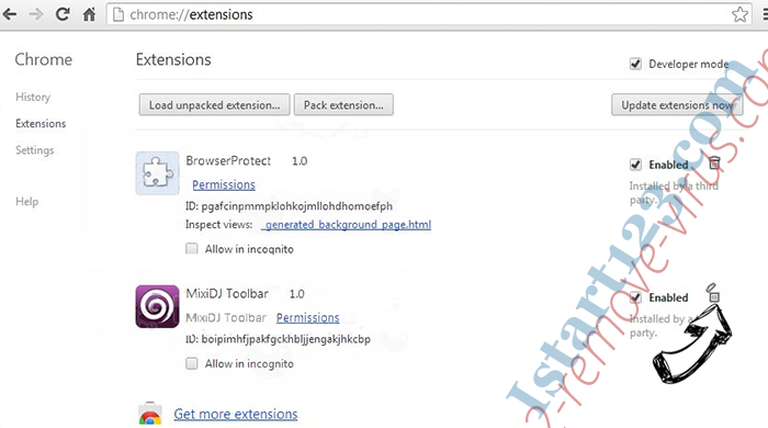 Istart123.com Chrome extensions remove