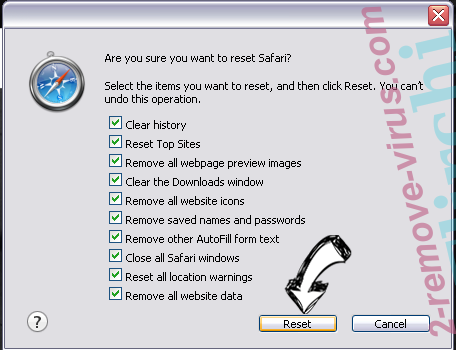 Verwijderen MainOperation Adware Safari reset
