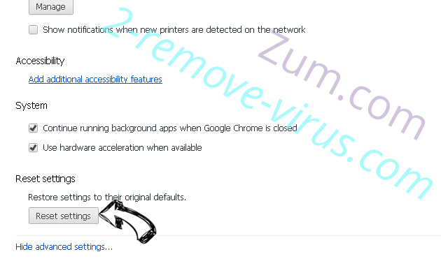 Search.linkmyc.com Chrome advanced menu
