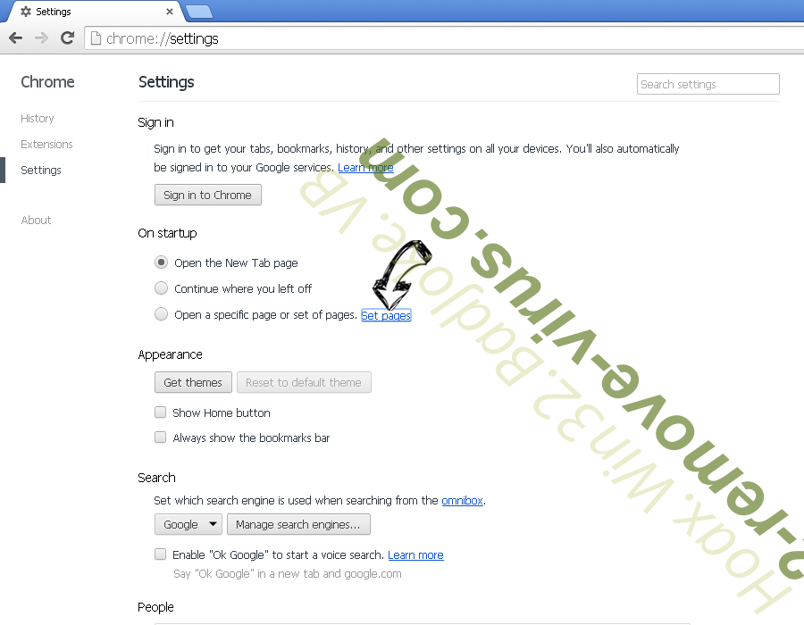 Piesearch Chrome settings