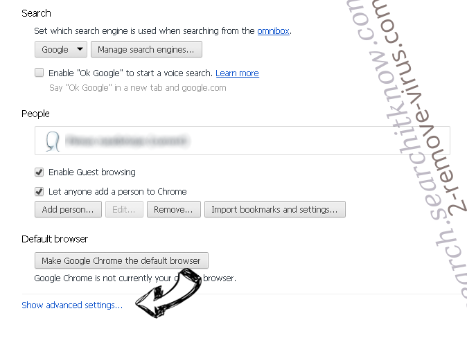 Web-Start.org Chrome settings more