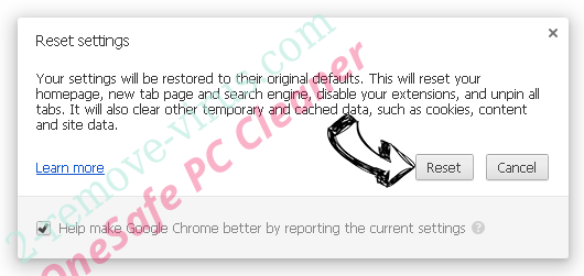 Quick Searcher virus Chrome reset