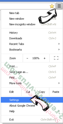 Searcholive.com Chrome menu