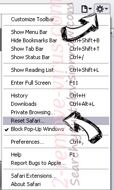 Searcholive.com Safari reset menu