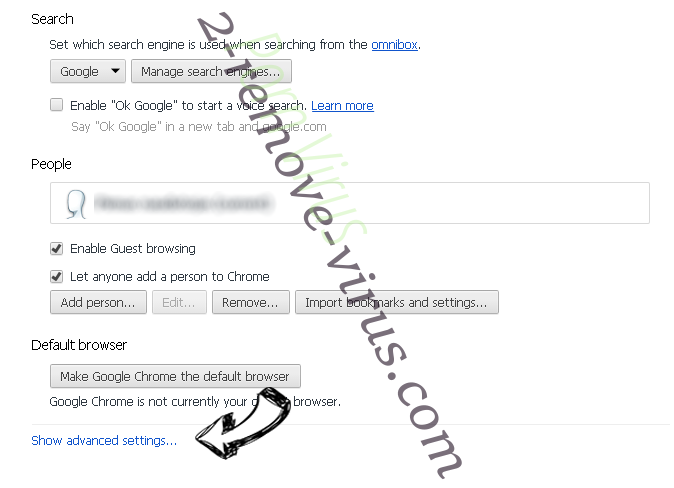 Search.yoursocialhubnow.com Chrome settings more