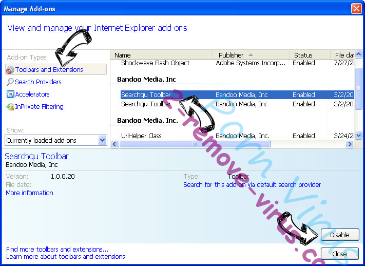 Searchfrom.ru Virus IE toolbars and extensions