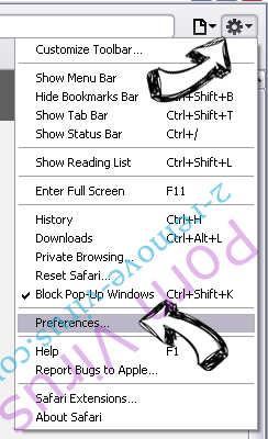 Windows Product Key Failure Scam Safari menu