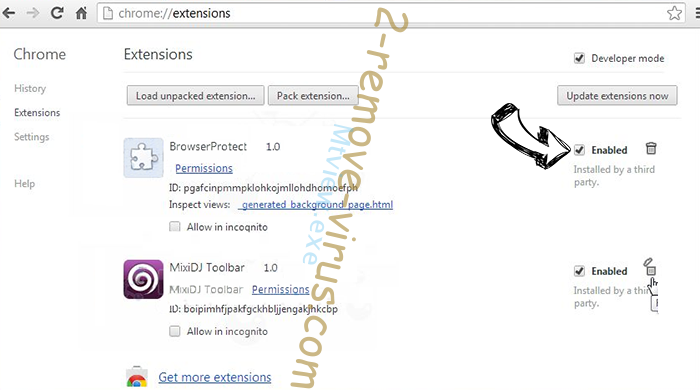 Palikan Virus Chrome extensions disable