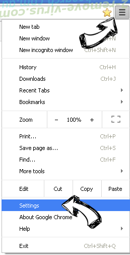 Mywebsearch.com.au Chrome menu