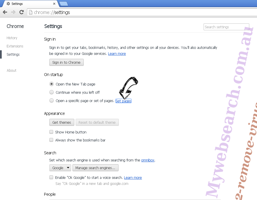Searchbent.com Chrome settings