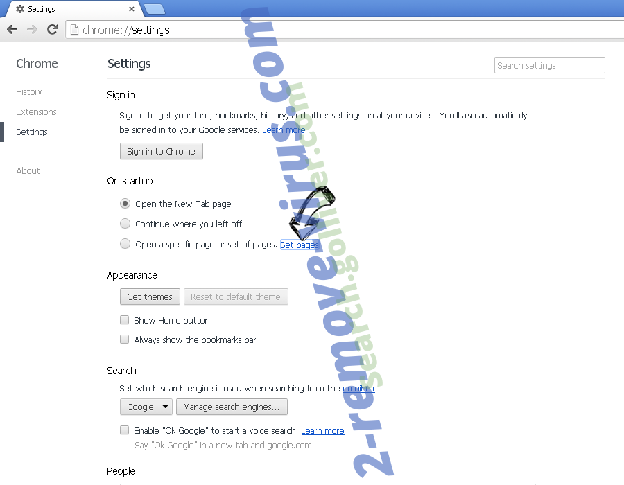 Search.golliver.com Chrome settings