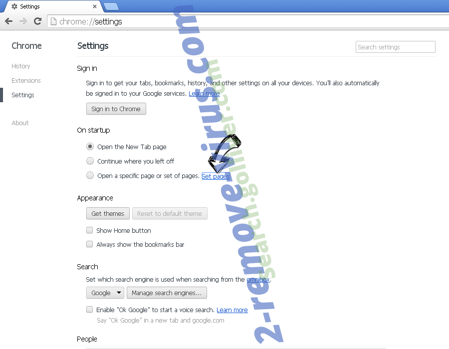 TvPlusNewtab.com Chrome settings