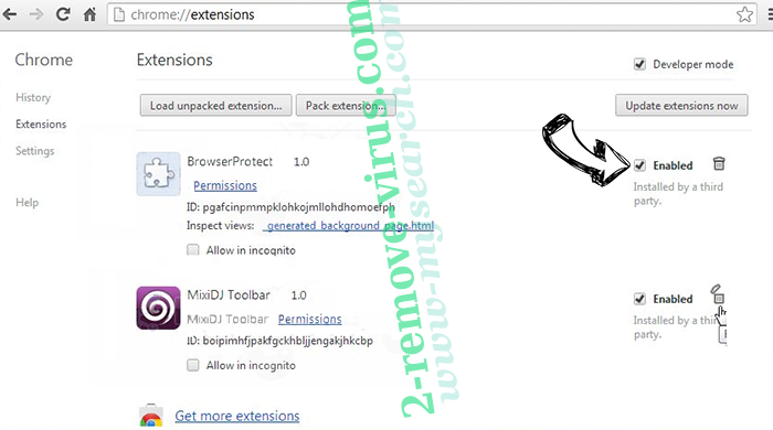 www-mysearch.com Chrome extensions disable