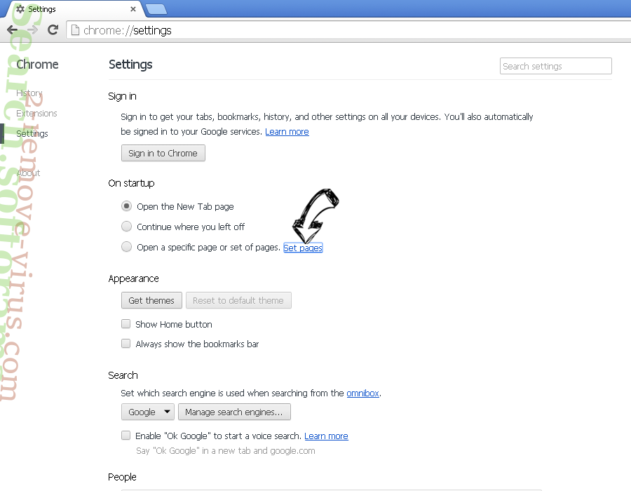 SearchMaster Adware Chrome settings