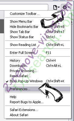 Myhomepage123.com Safari menu