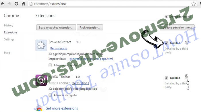 aMuleC Virus Chrome extensions disable