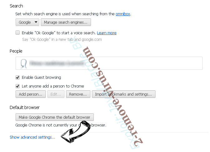 Yahoo Search from Mac Chrome settings more