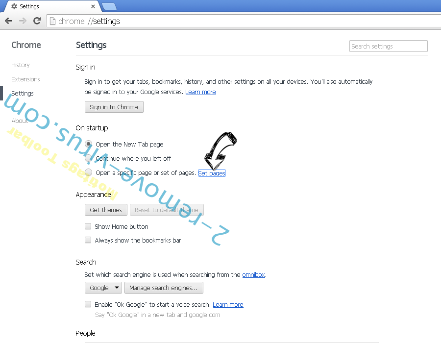 Hp.MySearch.com from Chrome, Firefox & Internet Explorer Chrome settings