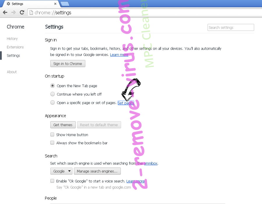 YTLoader adware Chrome settings