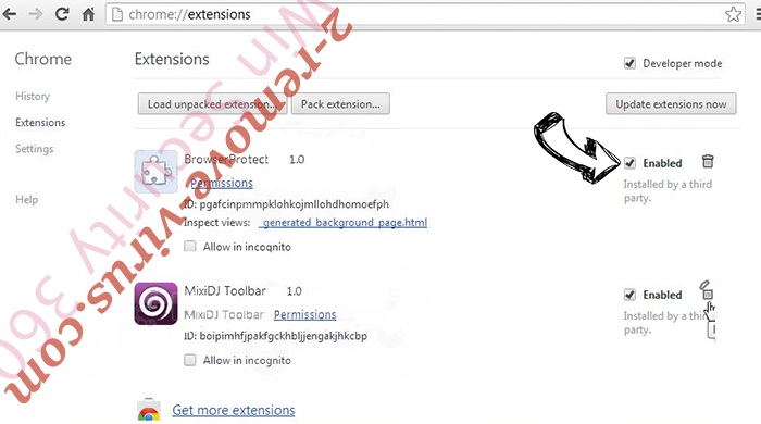 Fast-Search.tk Redirect Chrome extensions disable