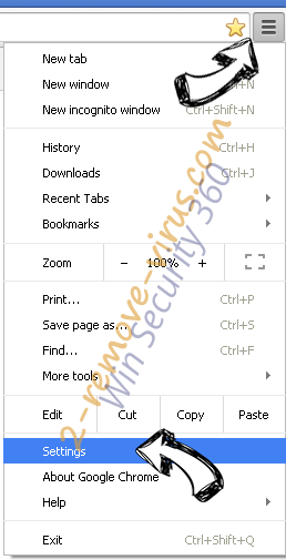 Fast-Search.tk Redirect Chrome menu