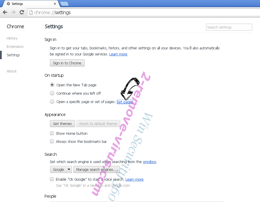 Win Security 360 verwijderen Chrome settings