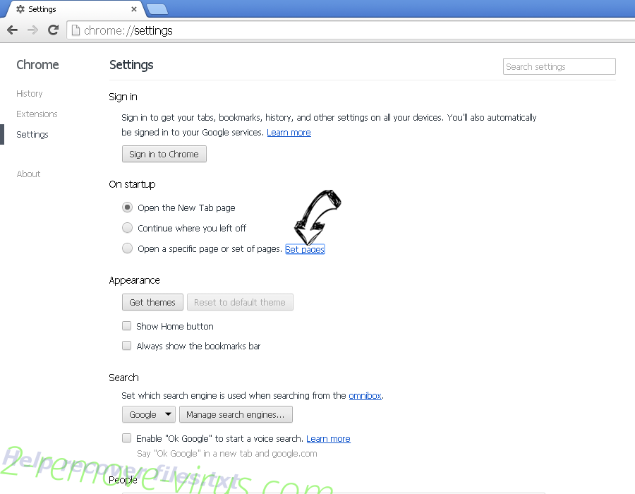 Websearch.searchfix.info Chrome settings