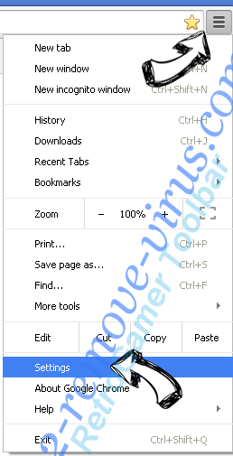 Search.hyourmapview.com Virus Chrome menu
