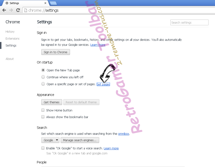 Search.hyourmapview.com Virus Chrome settings