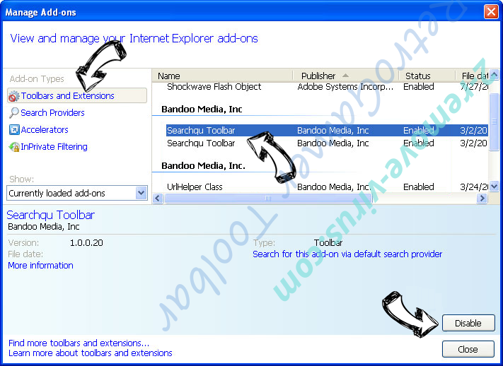 Search.hyourmapview.com Virus IE toolbars and extensions