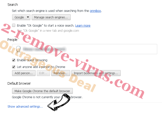 Yoursearching.com Chrome settings more