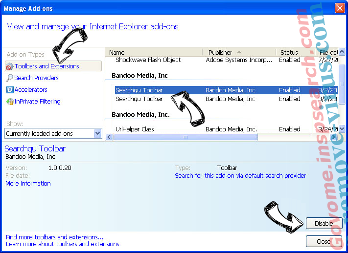 Search.searchptrack.com IE toolbars and extensions