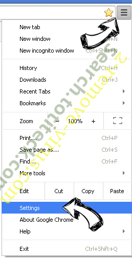 Search.totiteck.com Chrome menu