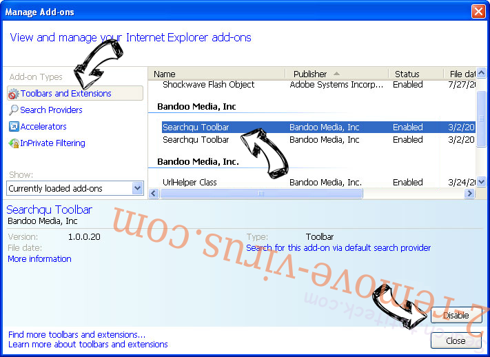 .ccc File Extension Virus IE toolbars and extensions