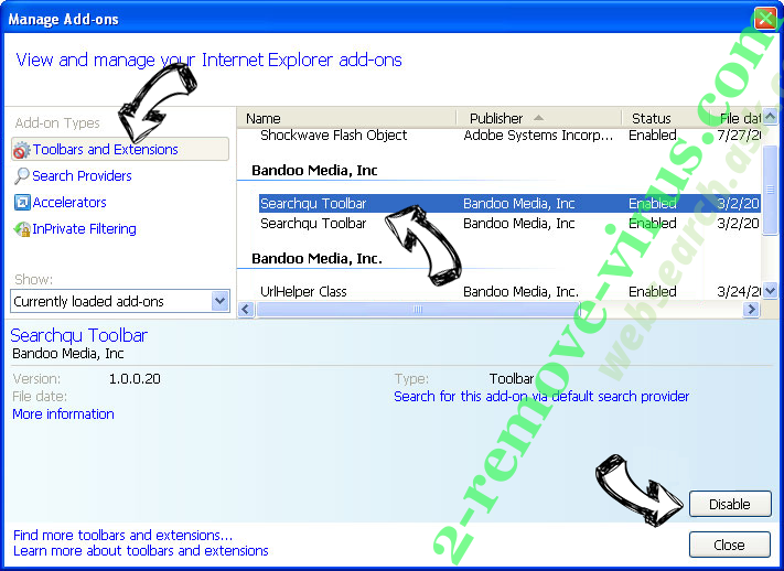websearch.ask.com IE toolbars and extensions