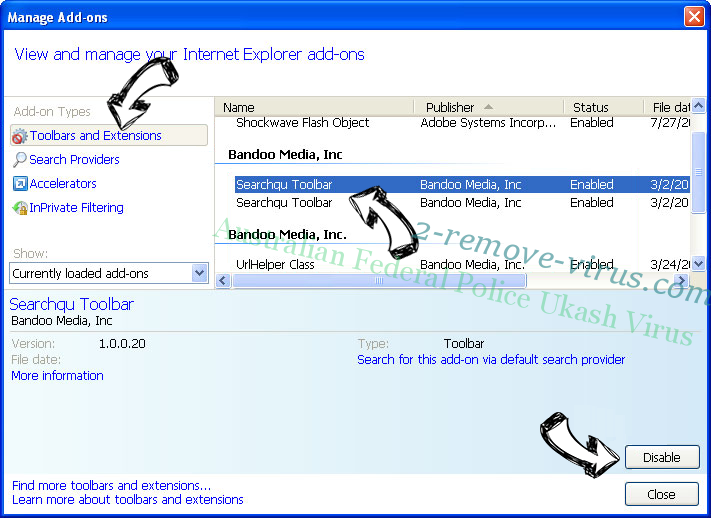 Search.terraarcade.com IE toolbars and extensions
